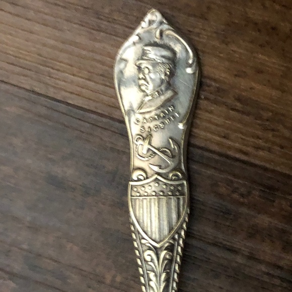 US Battleship Maine souvenir silver teaspoon commemorating Captain Sigsbee 1898 - Picture 3 of 10